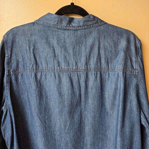 Torrid Size 1X Chambray Button Up Shirt Long Sleeve Lightweight Top - Picture 8 of 8